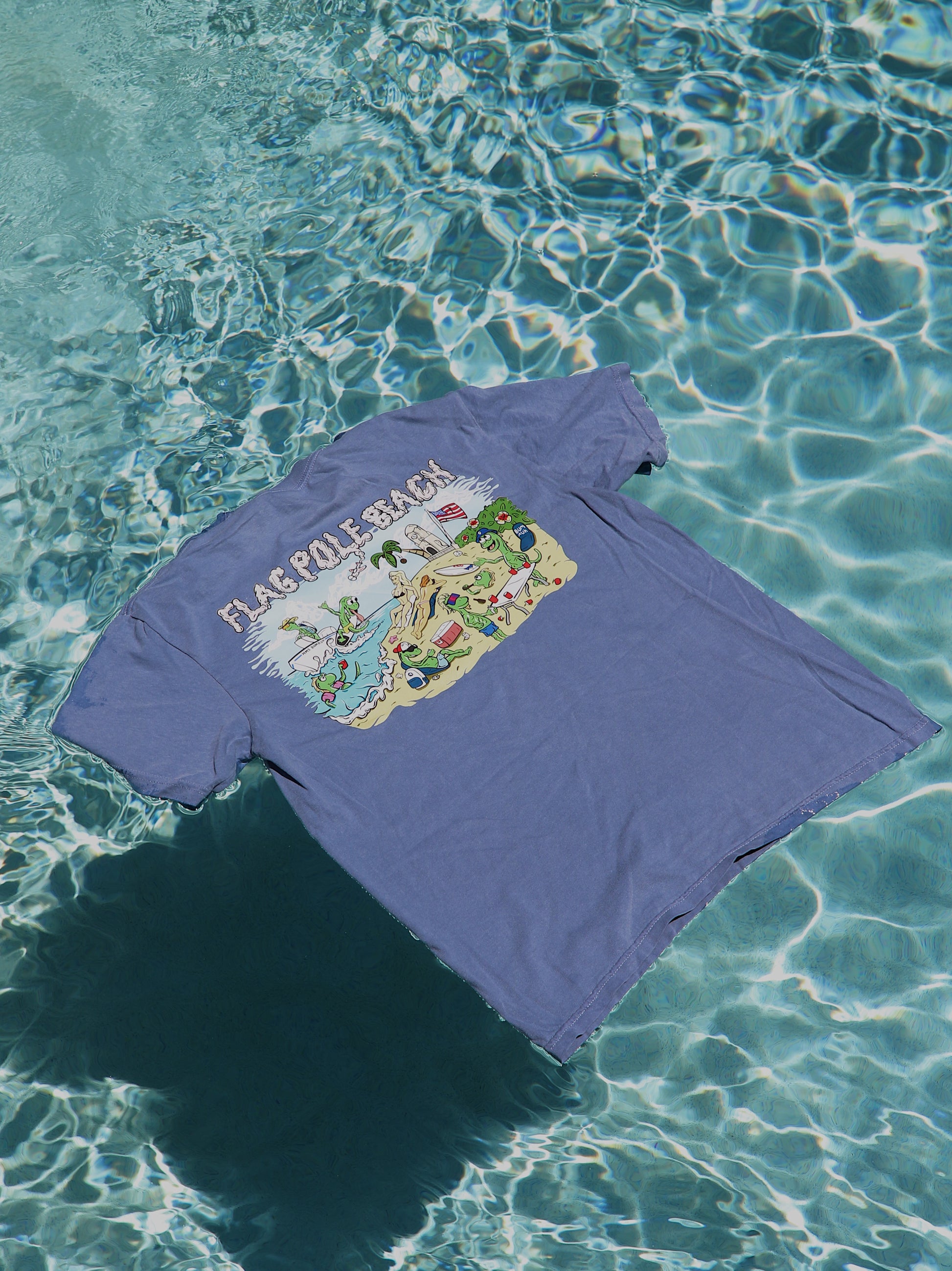 flag pole beach graphic t shirt bumruk summer sun 100% cotton shirt