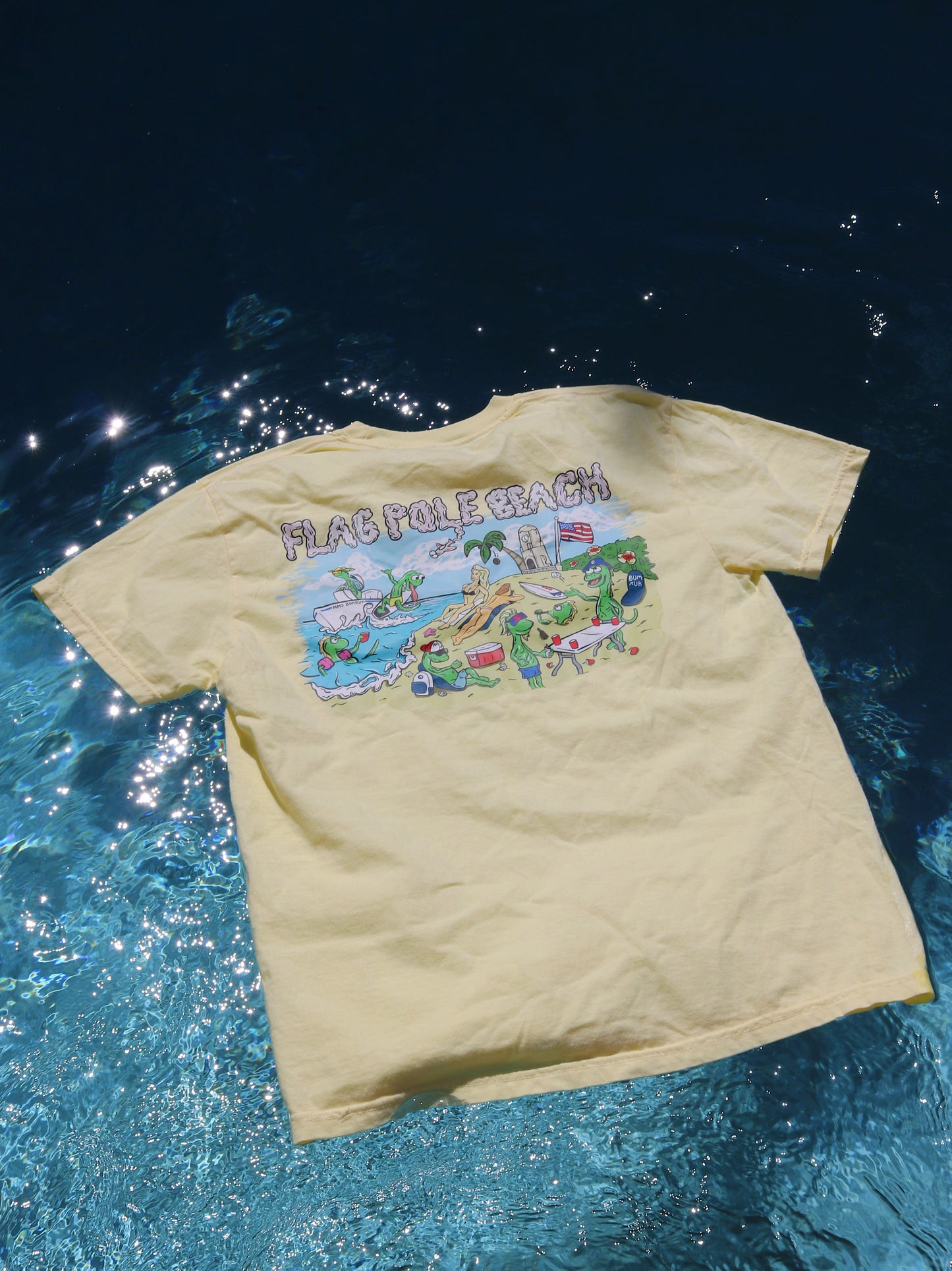 flag pole beach graphic t shirt bumruk summer sun 100% cotton shirt
